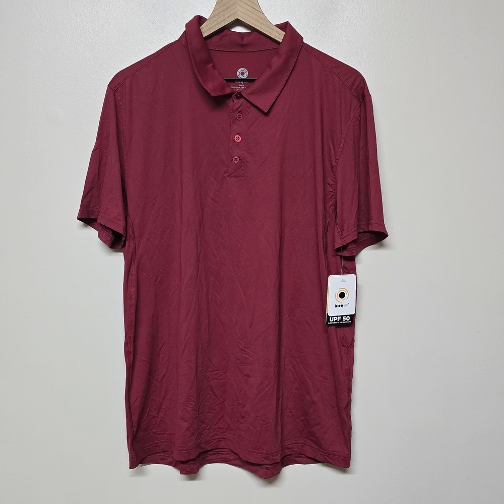 BloqUV UPF 50 Polo‎ Shirt Men's Large Red Wine Short Sleeve Sun Protection
